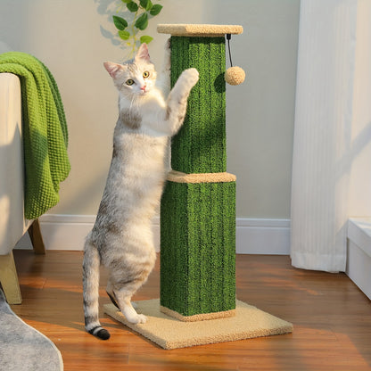 Cat Scratching Post Multi-Tier Sisal Tower for Indoor Cats – 18.9" & 32" Cat Tree with Hanging Ball Toy, Natural Sisal Rope, Sturdy Base