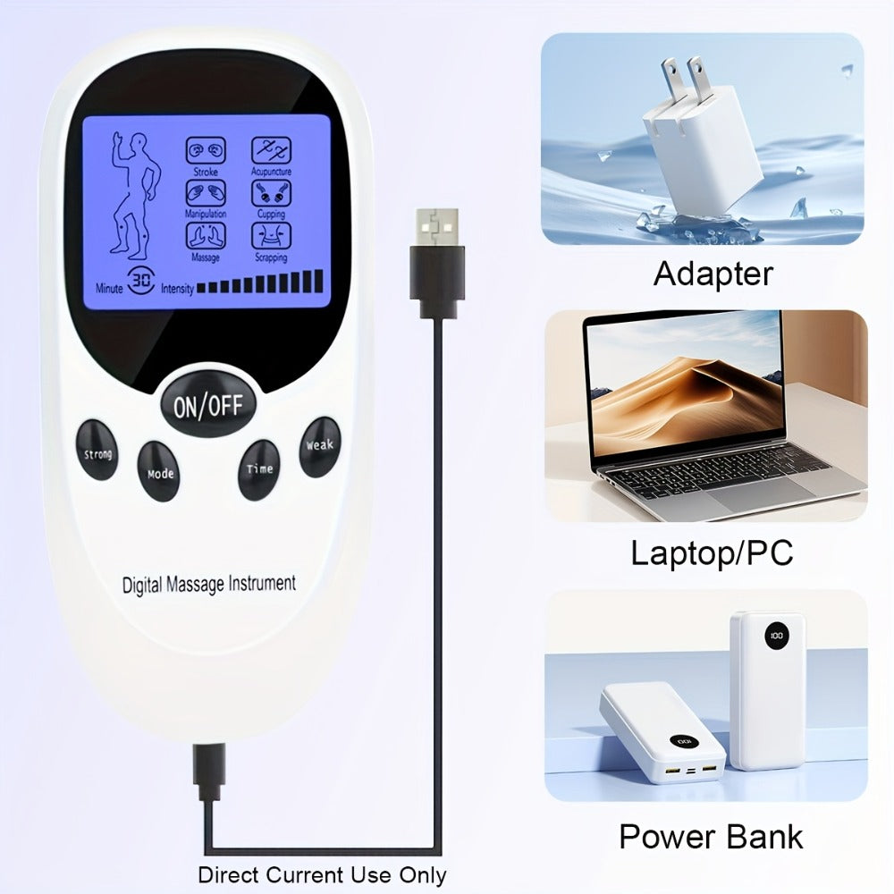 TENS EMS Dual Channel Stimulator Massager, 8 Electrodes for Back, Shoulder & Knee Pain, Recovery