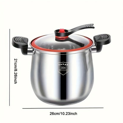 304 Stainless Steel Stew Pot Large, Food-Grade Non-Stick Multipurpose Cooker, Induction & Gas Stove Compatible Soup Pot for Home Kitchen