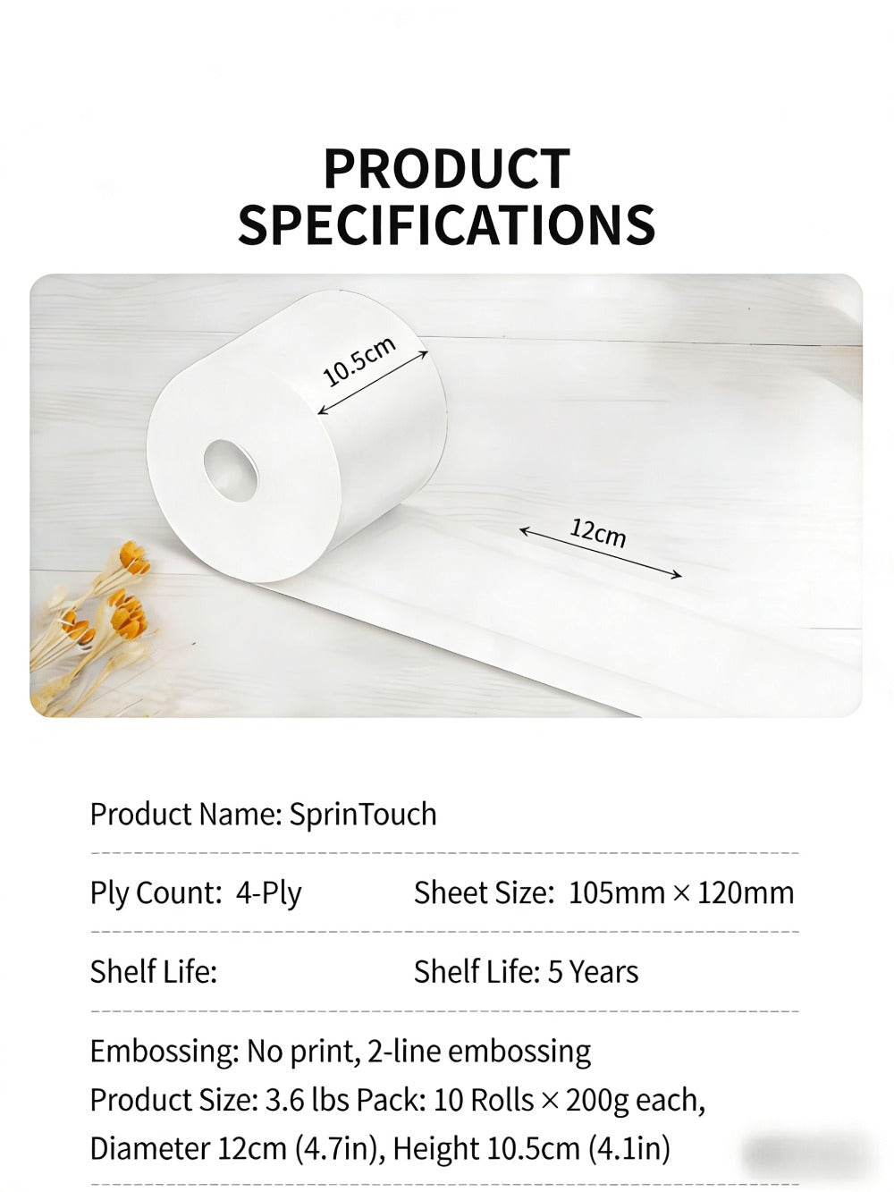 Toilet Paper Bulk 10 Roll 4-Ply Super Soft Thick Undyed Bath Tissue – Strong & Durable No Crumble Bathroom Tissue Rolls for Home, Hotel
