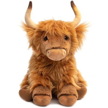 Stuffed Animal Henley Highland Cow with 14-Inch Scale, Shaggy Brown Coat and Care for Character Display, Room Decor and Gift Presentation