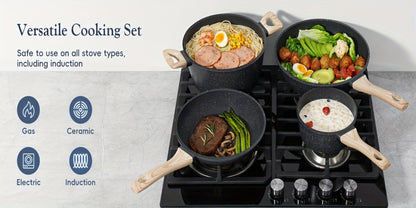Pots and Pans Set 12-Piece Non-Stick Kitchen Cookware – Complete Cooking Set with Frying Pan | Durable Even-Heating Non-Stick Coating |