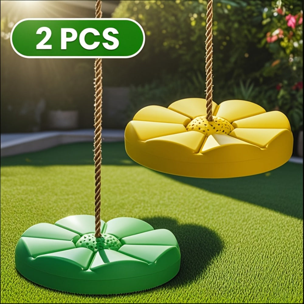 Petal Shaped Outdoor Swing for Kids, Single Person Thickened Fun Swing, 11.8" Diameter, 78.7" Rope