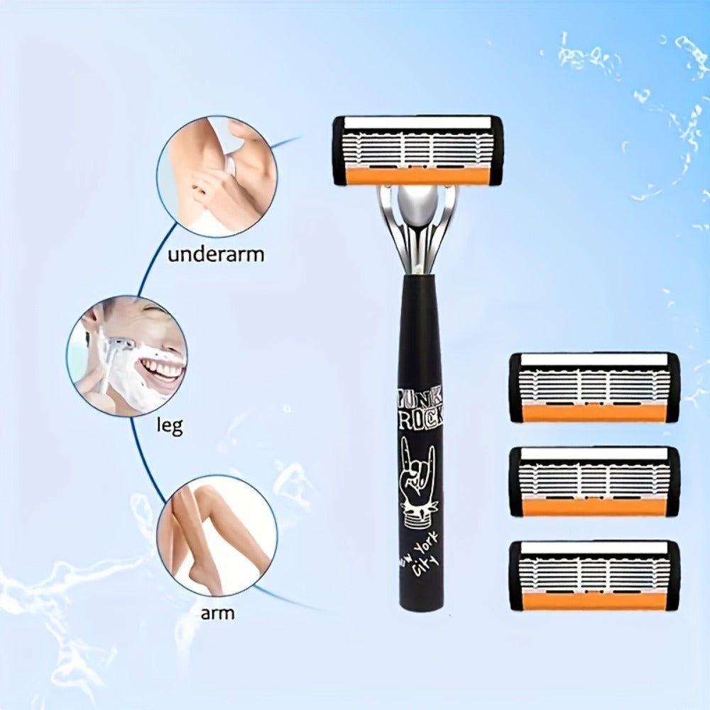 Safety Razor Kit 2 Handles 72 Double Edge Replacement Blades – Classic Wet Shaving Razor Set with Non-Slip Ergonomic Grip for Close Clean
