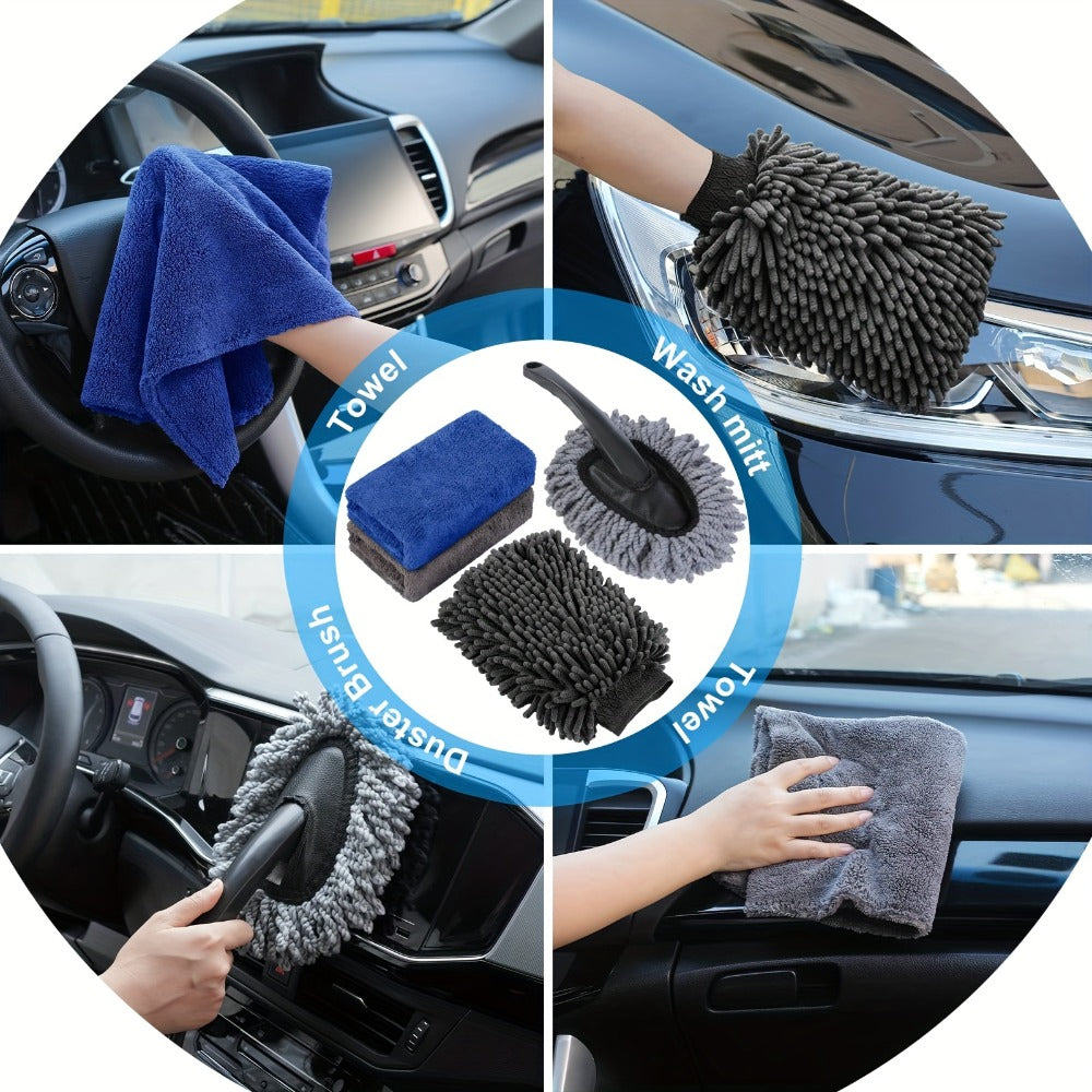 Car Cleaning Kit in 19 or 41-Piece Options with Brushes, Towels, Bucket and Selected Vacuum Tools