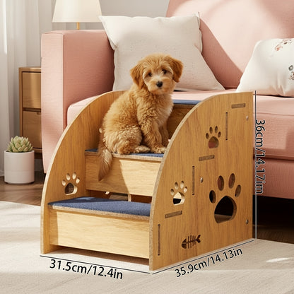 Dog Stairs for Bed & Couch Non-Slip – 3 to 5 Step Pet Steps with Safety Rails, Ramp Design for Small Medium Dogs, Cats & Senior Pets
