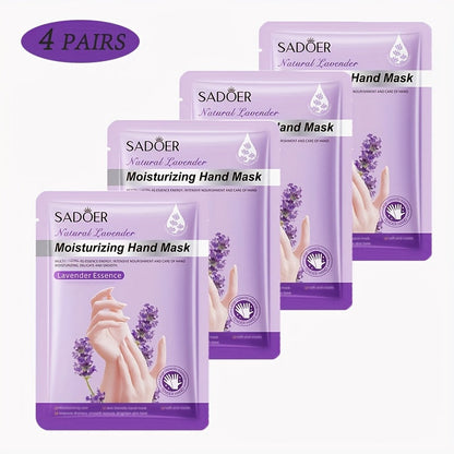 Moisturizing Hand Mask Gloves Glycerin & Lavender 4 & 8 Pairs – Natural Essential Oil Deep Hydrating Hand Spa Treatment