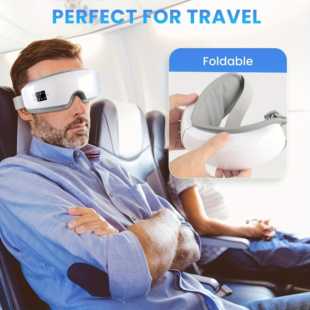 Eye Massager with Heat - 4D Intelligent Portable Eye Mask Massager with Pneumatic Compression, Vibration