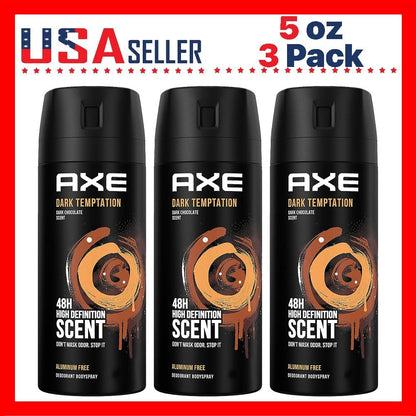 AXE Dark Temptation Body Spray, 150ml Aerosol Cans with Dark Chocolate Scent Label in Three- or Six-Pack Options