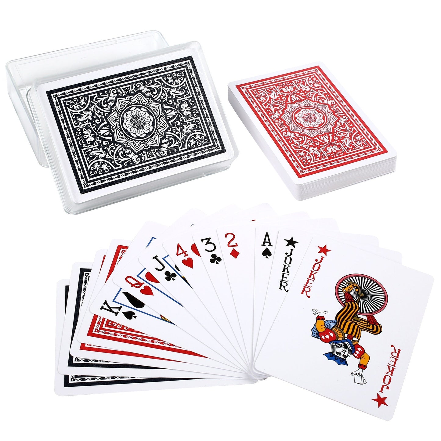 Waterproof Plastic Playing Cards – 2 Decks Poker Size Standard Index Cards with Cases, Washable Tear-Resistant PVC Game Cards for Poker
