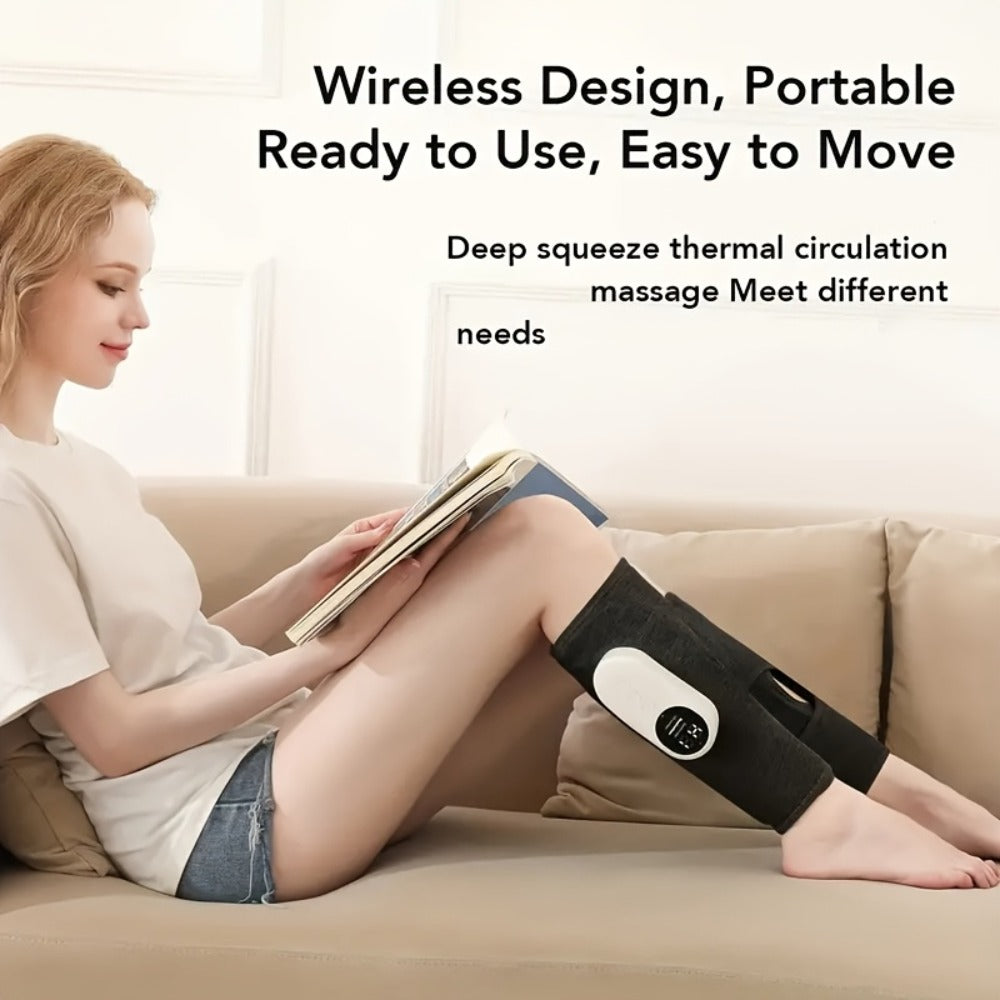 Air Compression Leg Massager, Cordless Calf & Foot Massager with 3 Intensity Levels for Legs, Thighs