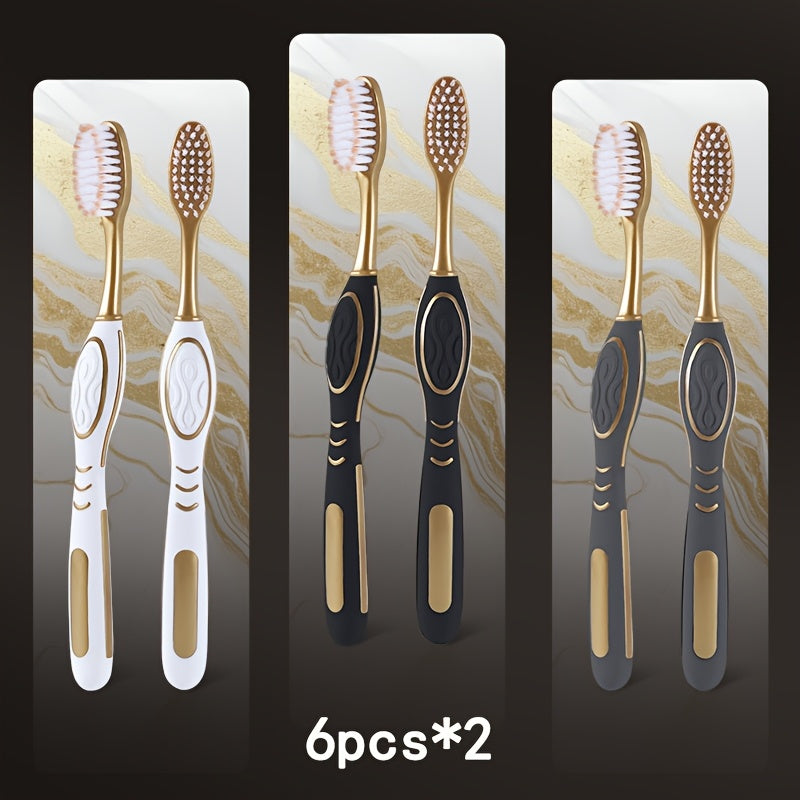 Gloryin Soft Bristle Toothbrush Set Anti-Slip Olive Handle Full Size Head Gentle Gum Care Daily Oral Hygiene