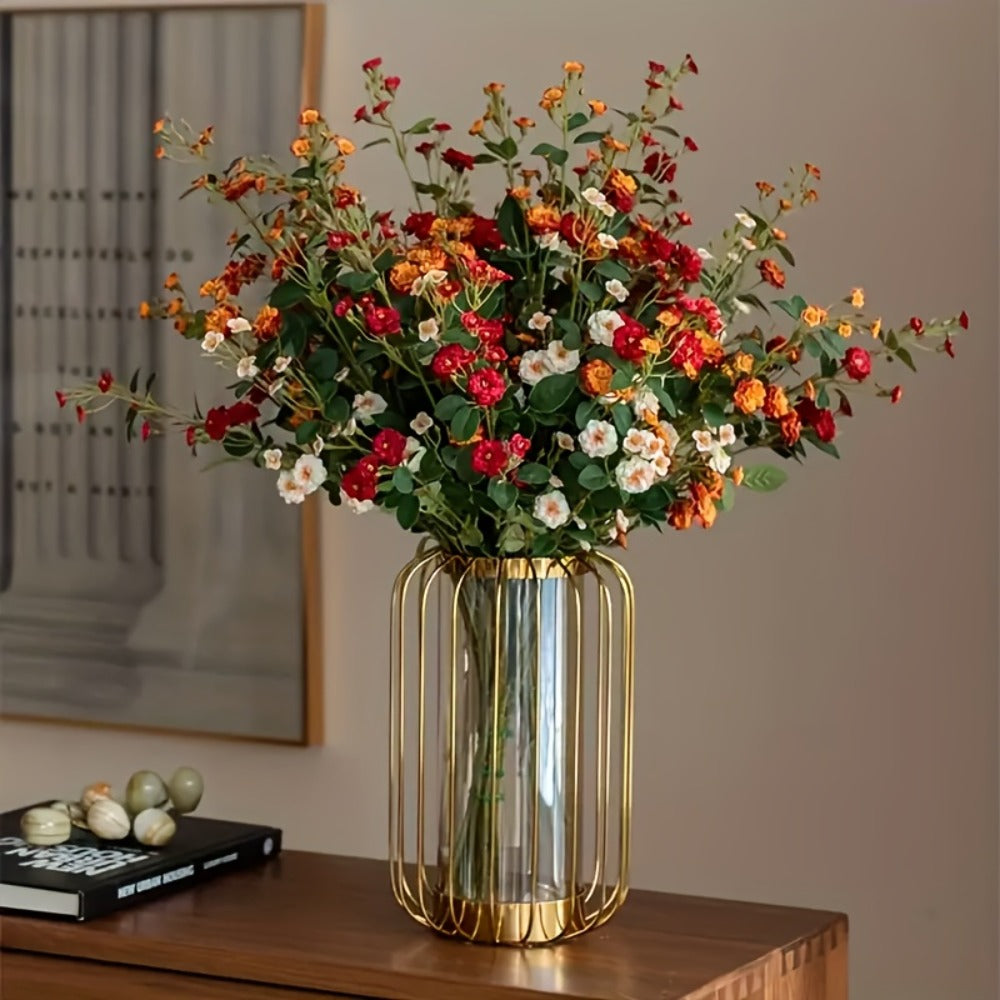 Artificial Flowers Six-Piece Mixed Rose Set in White Yellow Champagne Red Orange and Pink for Decor