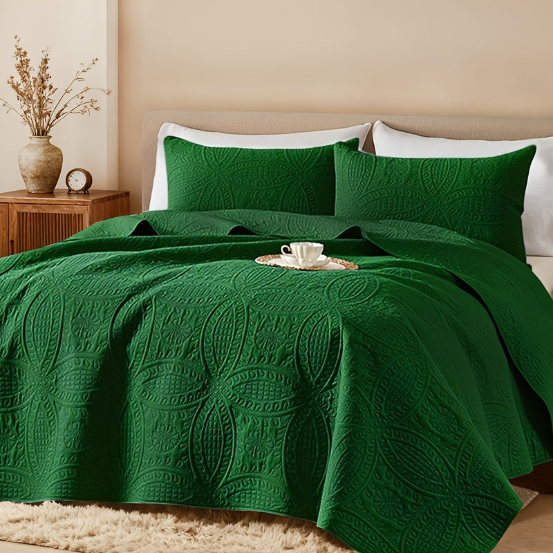 Quilt Coverlet Set 2-3 Piece Lightweight Microfiber Bedspread Coin Pattern Soft Skin-Friendly Anti-Allergy Machine Washable Twin Full Queen