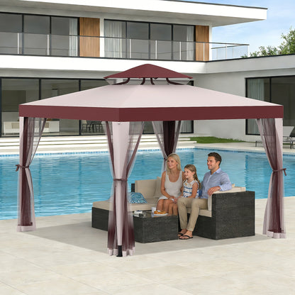 Gazebo with Mosquito Netting Steel Frame, Backyard Garden BBQ Party for Grilling, Camping and Outdoor Meals