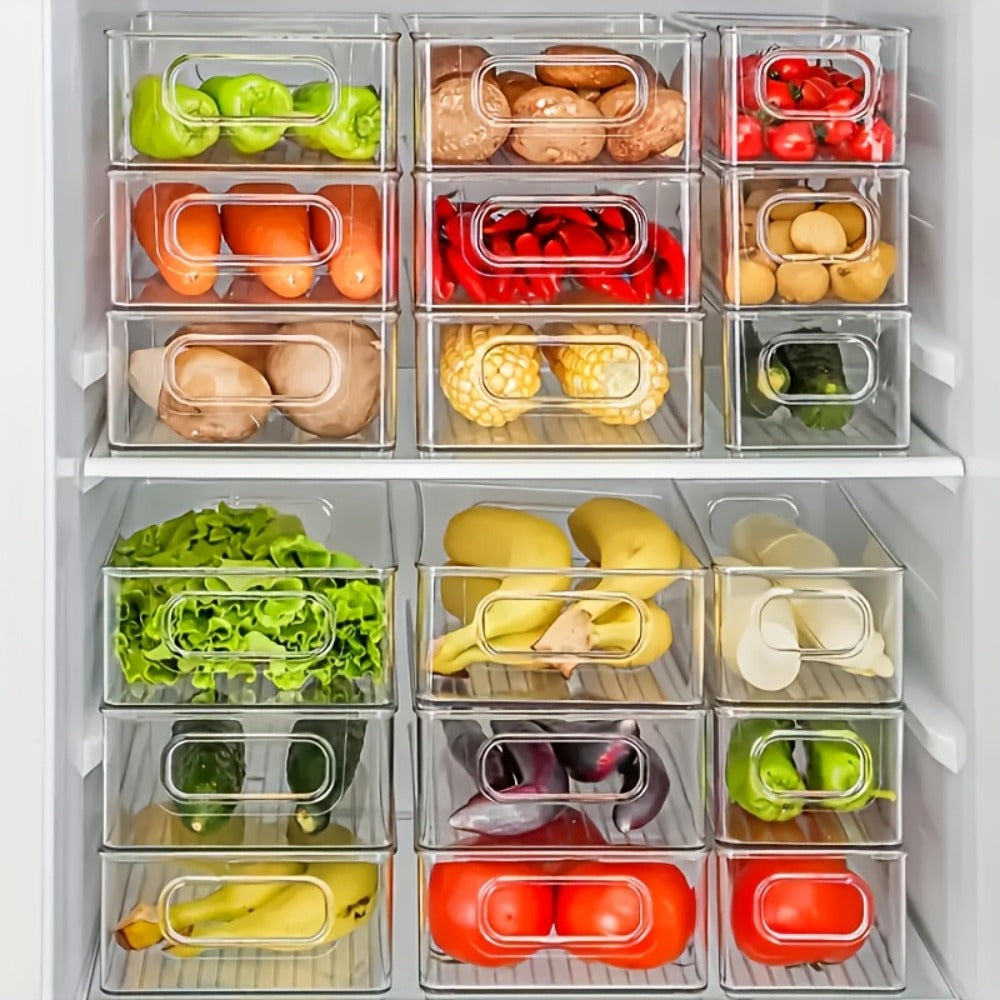 Refrigerator Organizer Bins 6pcs Set – Clear Fridge Storage Bins for Freezer Kitchen Cabinet for Home Cooking, Dining and Outdoor Meals