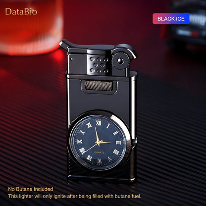 DataBio Quartz-Dial Torch Lighter with Rectangular Body, Dual Flame Outlets and Two Finishes