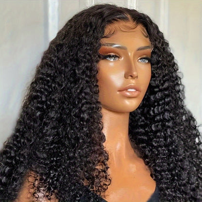 Lace Front Wig Kinky Curly Human Hair Style with 4x4x1 T-Part Lace, 180% Density and 12-22in Lengths
