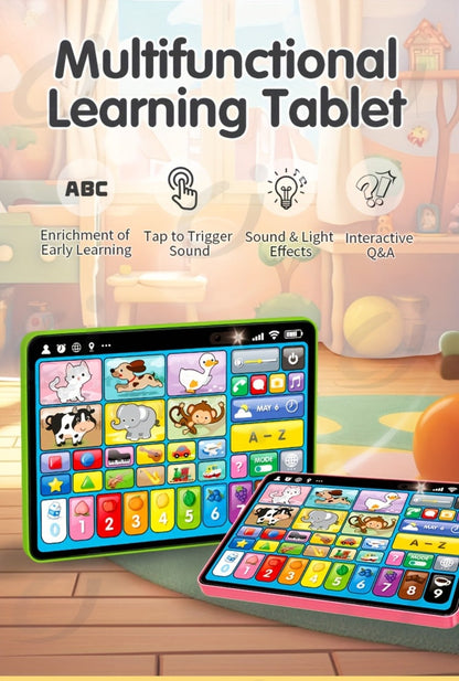 Trilingual Toddler Learning Tablet Toy, 39 Buttons 4 Play Modes Alphabet Numbers Colors Animals Music