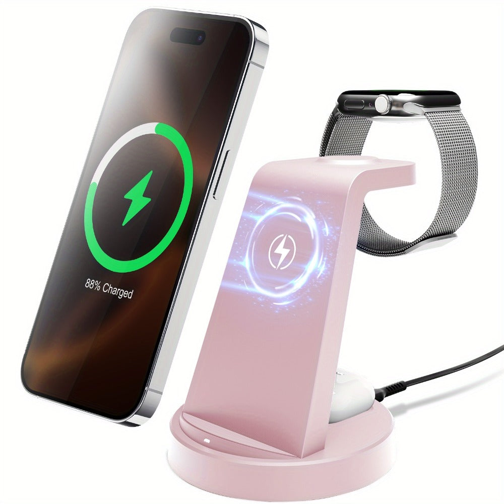 Wireless Charging Station, 3-in-1 Multi-Style Dock for iPhone, Samsung Galaxy, Apple Watch and AirPods