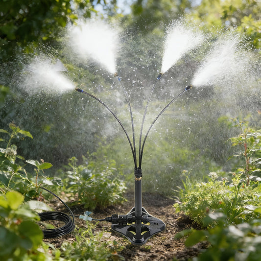 Outdoor Misting System – Standing Patio Mist Fan Cooling Sprinkler for Garden, Courtyard & Dust Suppression