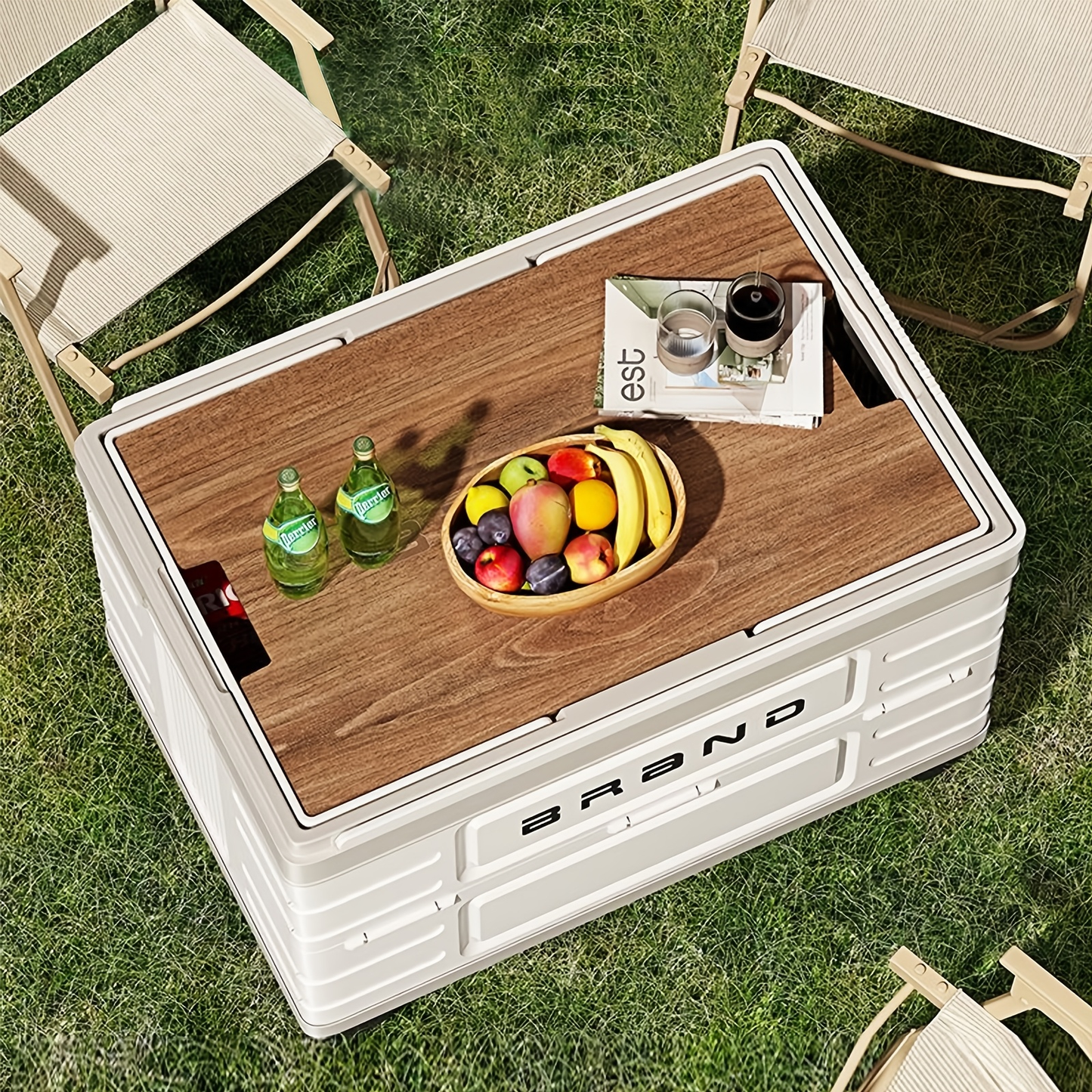 Collapsible Storage Bin with Lid and Handle 7.93Gal Foldable Plastic Crate Stackable Portable Tote Box for Camping Fishing Car RV Office