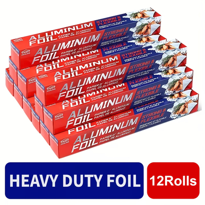Aluminum Foil Roll 12 Inch Wide 30 Sq Ft for Restaurant Food Packaging Grilling Cooking for Grilling, Camping and Outdoor Meals