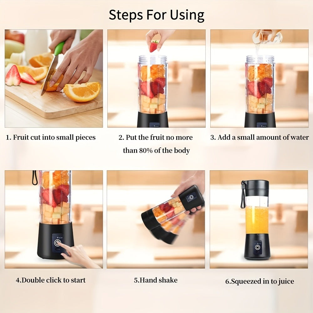 12.85-Ounce Six-Blade Slim Portable Blender Cup with Rechargeable Base and Five Color Options