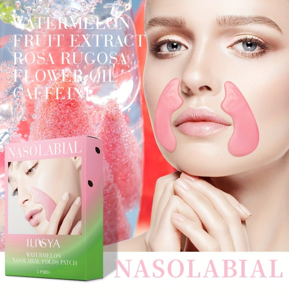 Nasolabial Fold Patches with Watermelon Collagen & Niacinamide, Caffeine Smile Lines Face Patches for Deep &
