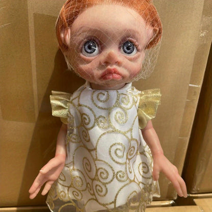 Fairy Elf Reborn Doll 15 Inch Vinyl Full Body Hand-Painted Collectible Art Doll with Wavy Hair & Crown