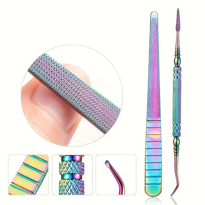 Nail Tech Kit 15pcs Professional Stainless Steel – Cuticle Nipper & Pusher Nail File Gel Polish Remover Complete Manicure Pedicure Tools