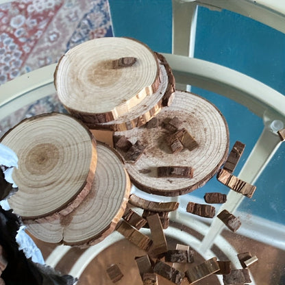 Wood Slices 28 Pcs Natural Log Bark Rounds for Crafts DIY Centerpieces Christmas Ornaments Wreaths Wedding Decor Painting Woodworking