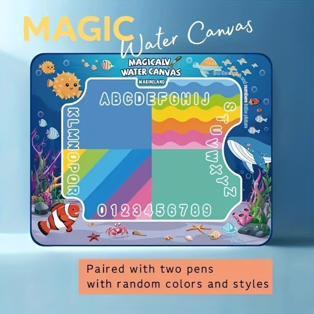 Water Canvas Drawing Mat for Kids Reusable Mess-Free – Magical Paint with Water Art Toy 80x60cm Ocean Animal Designs Screen-Free Creative