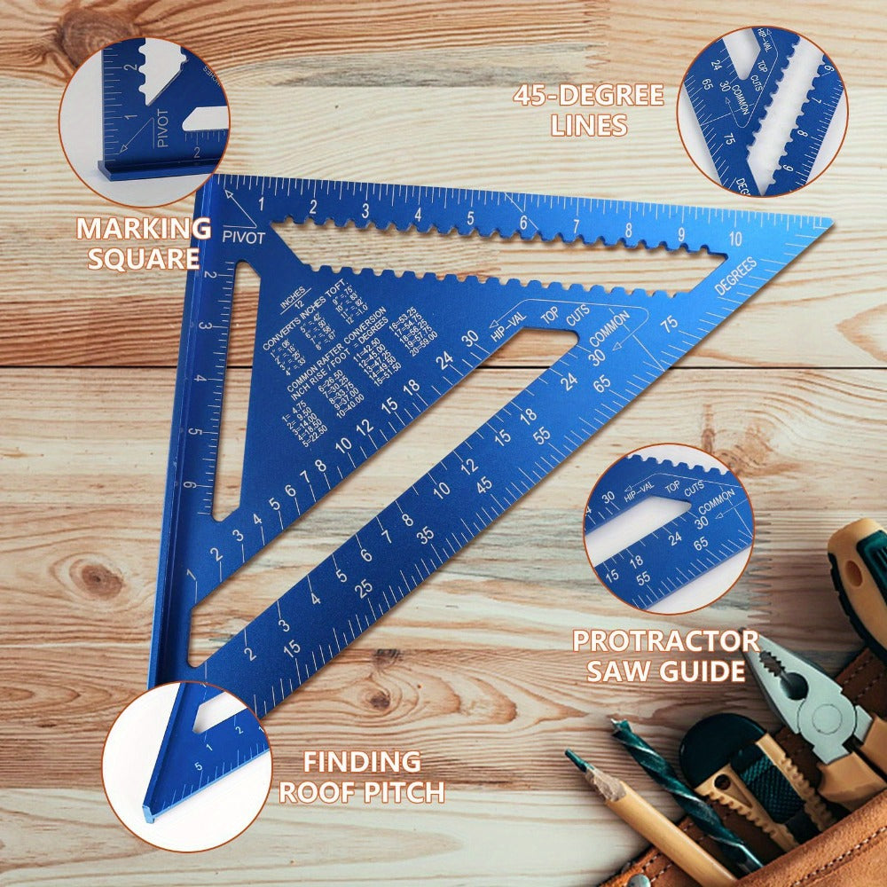 Aluminum Triangle Square Ruler 12 Inch Woodworking Angle Measuring Marking Tool for Entryways, Bedrooms and Living Spaces