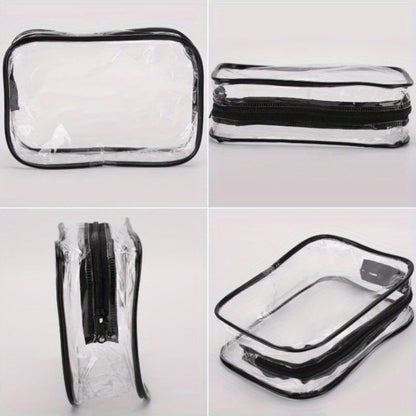 Clear PVC Makeup Bag Set 10 Pcs Transparent Waterproof Cosmetic Bags Reinforced Zipper TSA Approved Travel Toiletry Organizer See-Through