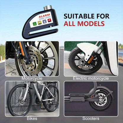 Motorcycle Disc Brake Lock with 120dB Alarm & USB Rechargeable 500mAh Battery, Anti-Theft Security Lock for Motorcycles Bicycles Dirt Bikes