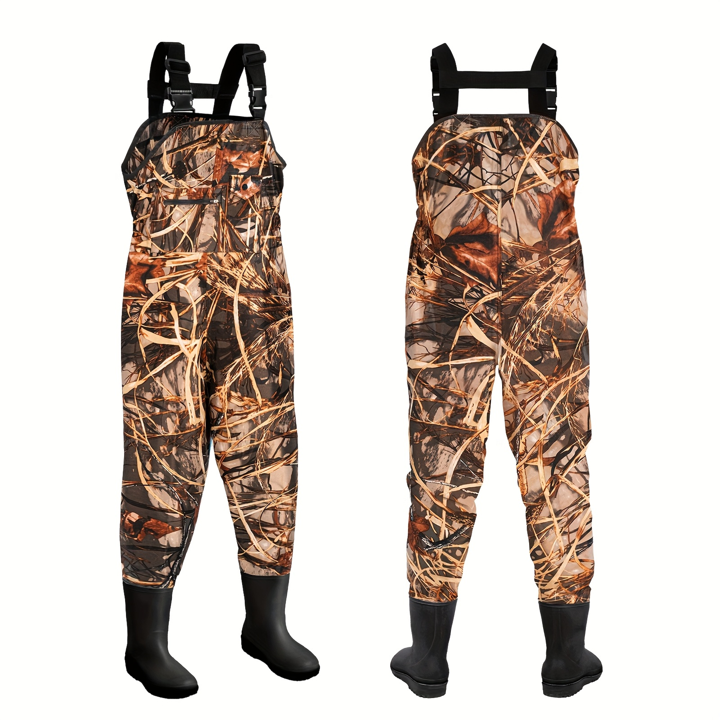 Kids Chest Waders Waterproof with Attached Boots – Youth Nylon Fishing & Hunting Waders, Cartoon Stripe Design, Lock Closure, Ages 4-13