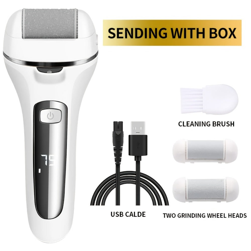 Electric Pedicure Foot File 10-in-1 Kit, Rechargeable with Digital Display, 3 Roller Heads
