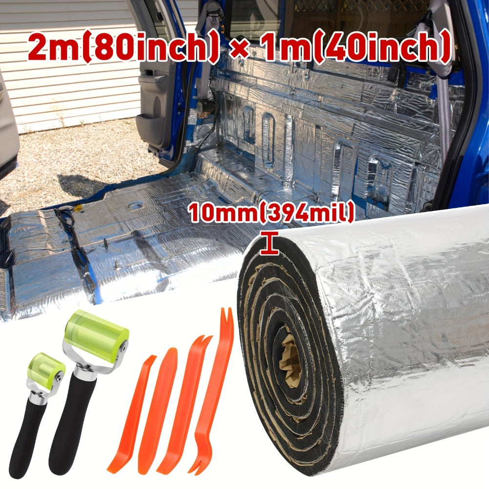 Sound Deadener Mat for Cars – Heat Shield & Noise Reduction Insulation with Self-Adhesive Backing, Reflective Aluminum Foil
