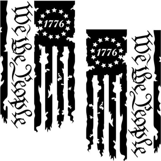 We the People 1776 Flag Vinyl Decal Pair in Black, Red or White for Tailgates and Vehicle Windows