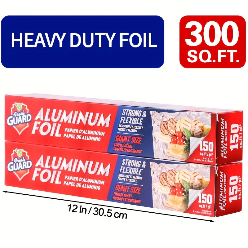 Aluminum Foil Roll 12 Inch Wide Restaurant Grade, Food Safe Disposable Wrapping for Burritos, Hot Dogs & Sandwiches