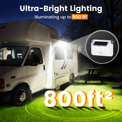 Magnetic RV Solar Motion Light 800LM – 90 LED, 270° Sensor, 3 Modes, IP65 Waterproof, for RV Awning, Camper