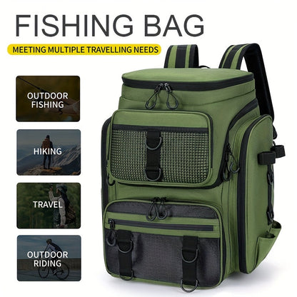 Fishing Backpack with Rod Holder 45L – Large Capacity Outdoor Tackle Bag, Waterproof Travel Shoulder Pack for Fishing Camping Hiking