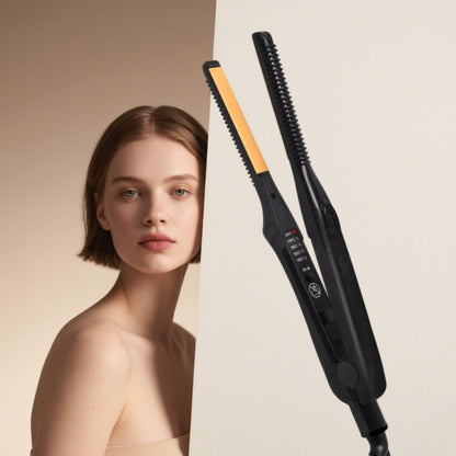 2-in-1 Ceramic Flat Iron Hair Straightener Curling Iron Adjustable Temperature Portable Mini, for Home, Travel and Salon Hair Styling