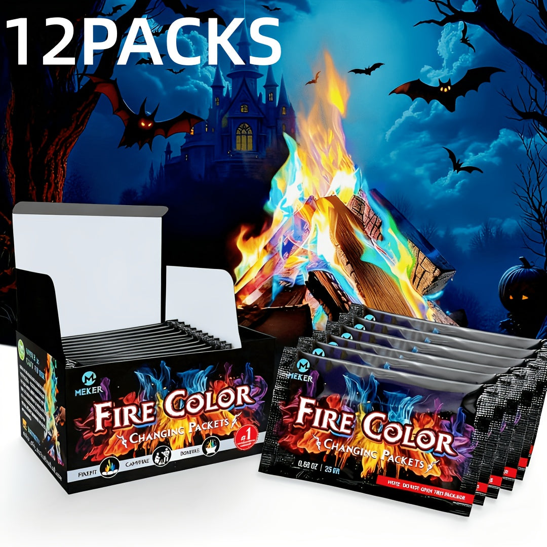 Fire Color Changing Packets 12/24pcs – Magic Colorful Flame Packets for Campfire, Fire Pit, Bonfire & Outdoor Fireplace