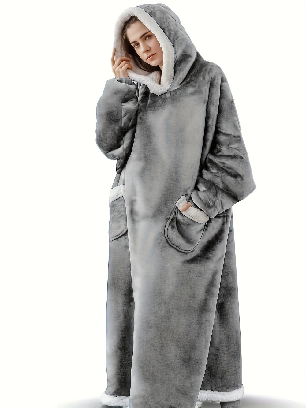 Wearable Blanket Hoodie with Hood, Sleeves, Front Pocket and Eleven Standard, Short or Oversized Styles