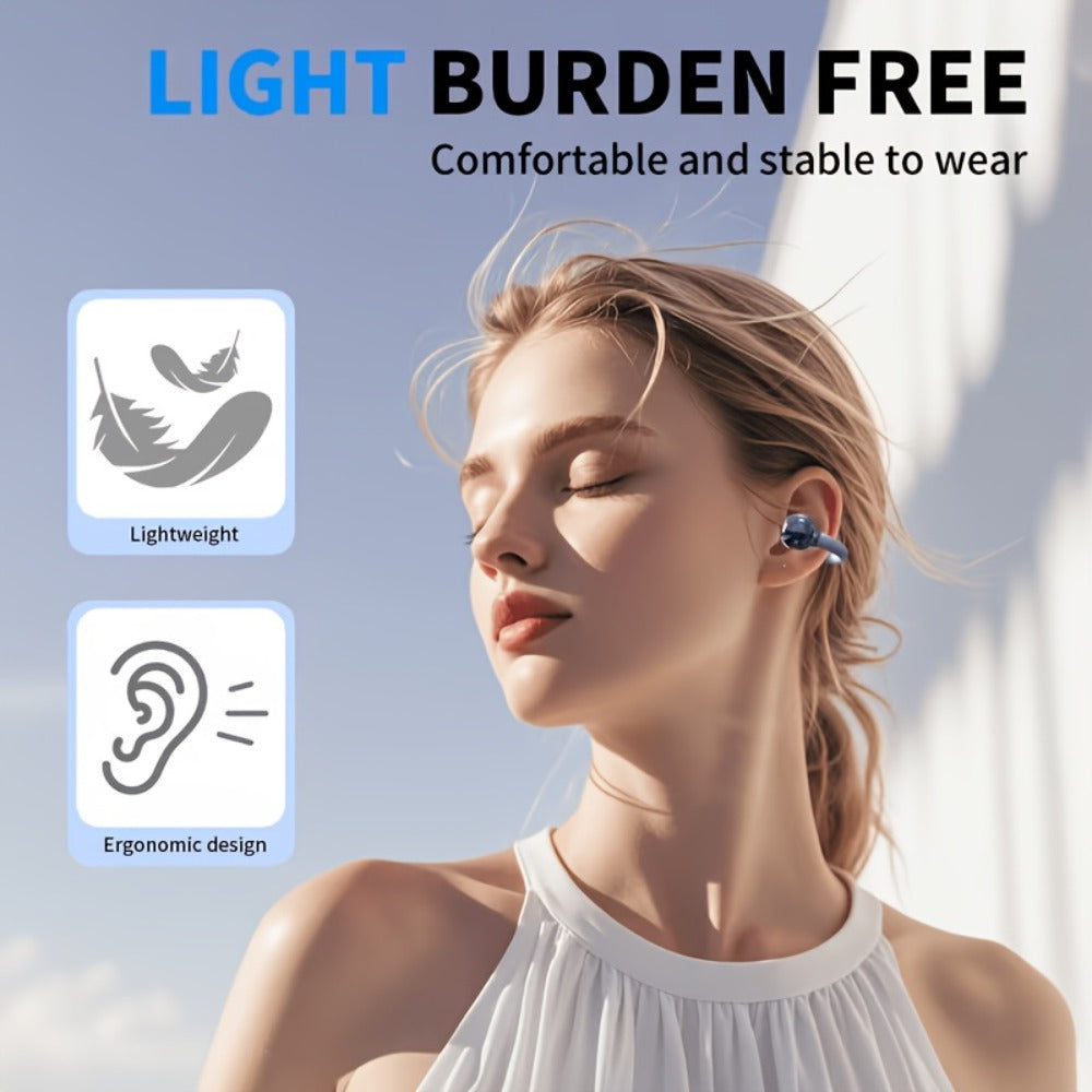 Open-Ear Clip Earphones Bluetooth 5.4 Wireless Earbuds for Glasses Wearers Small Ears Low Latency for an Everyday Personal Care Routine