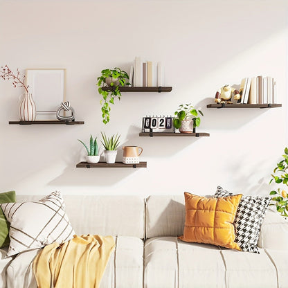 Floating Shelves Set of 5 Wall Mounted 4.7 Inch Tiered Display Shelves Vintage Style Wall Storage Rack for Bedroom, Living Room, Kitchen