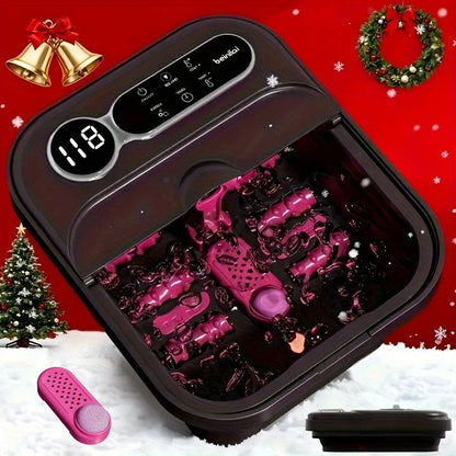 Foldable Foot Spa Bath Massager with Heating, Temperature-Controlled Foot Soak Basin with Massage Rollers