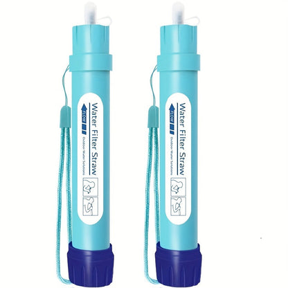Light Blue Personal Water Filter Straw with Carry Loop in One- or Two-Piece Checkout Options for Travel Kits